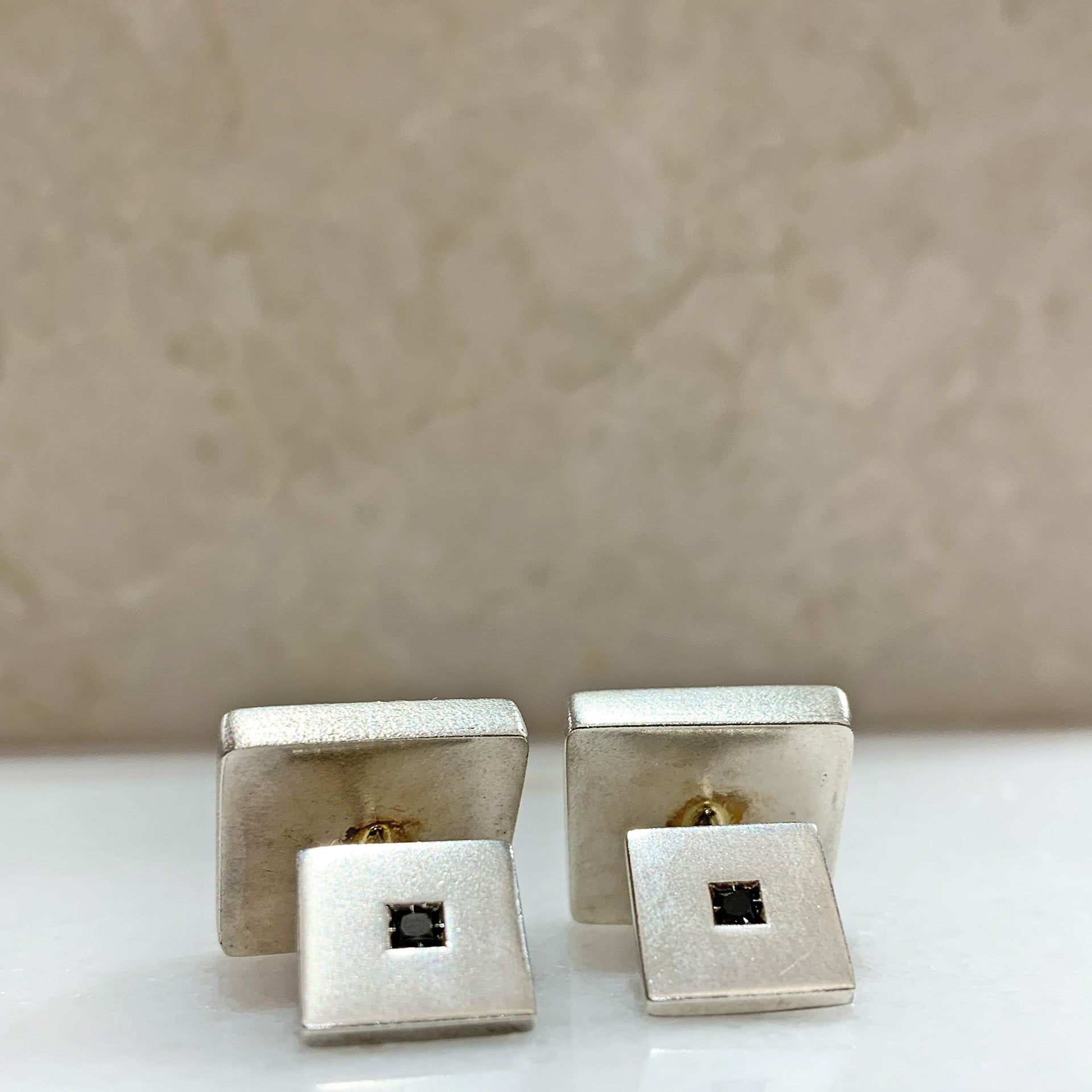 Gemelli in Argento e diamanti neri