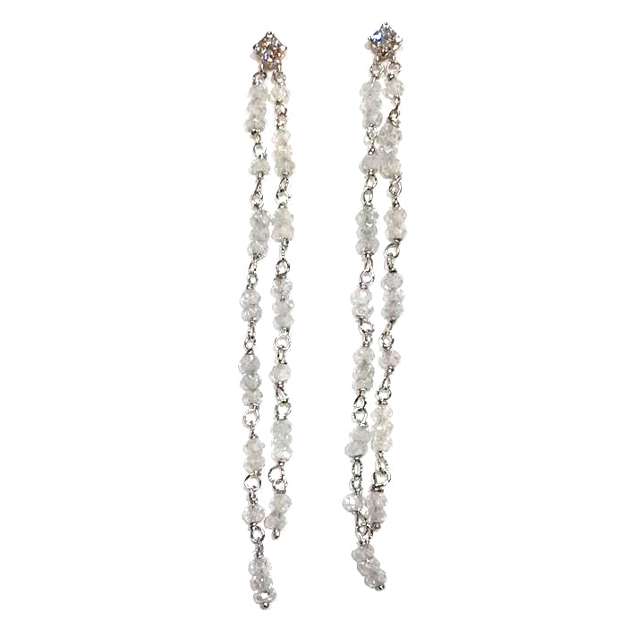 Orecchini pendenti in Oro Bianco 750% e diamanti