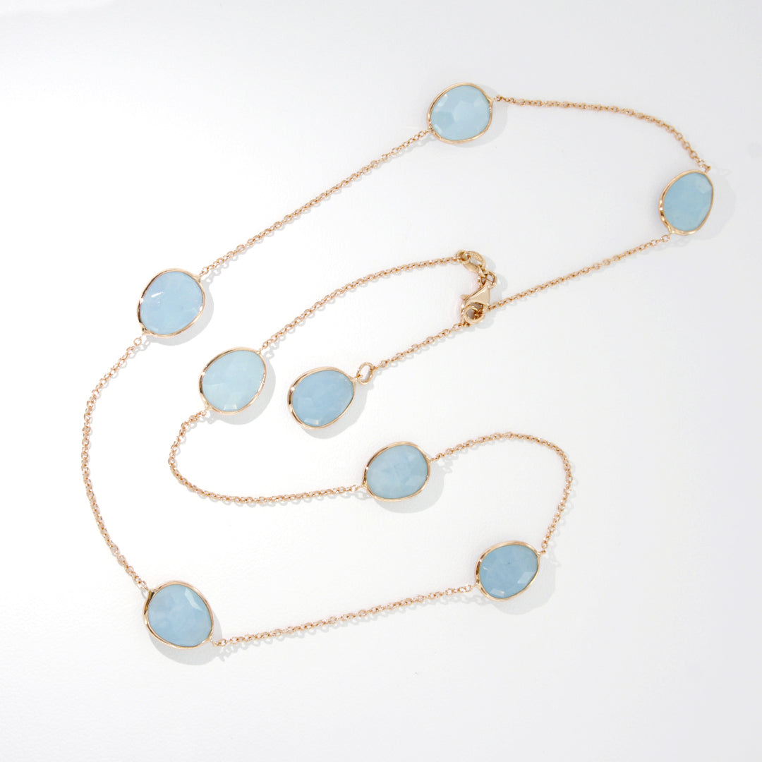 Collana in oro rosa con acquamarina milk