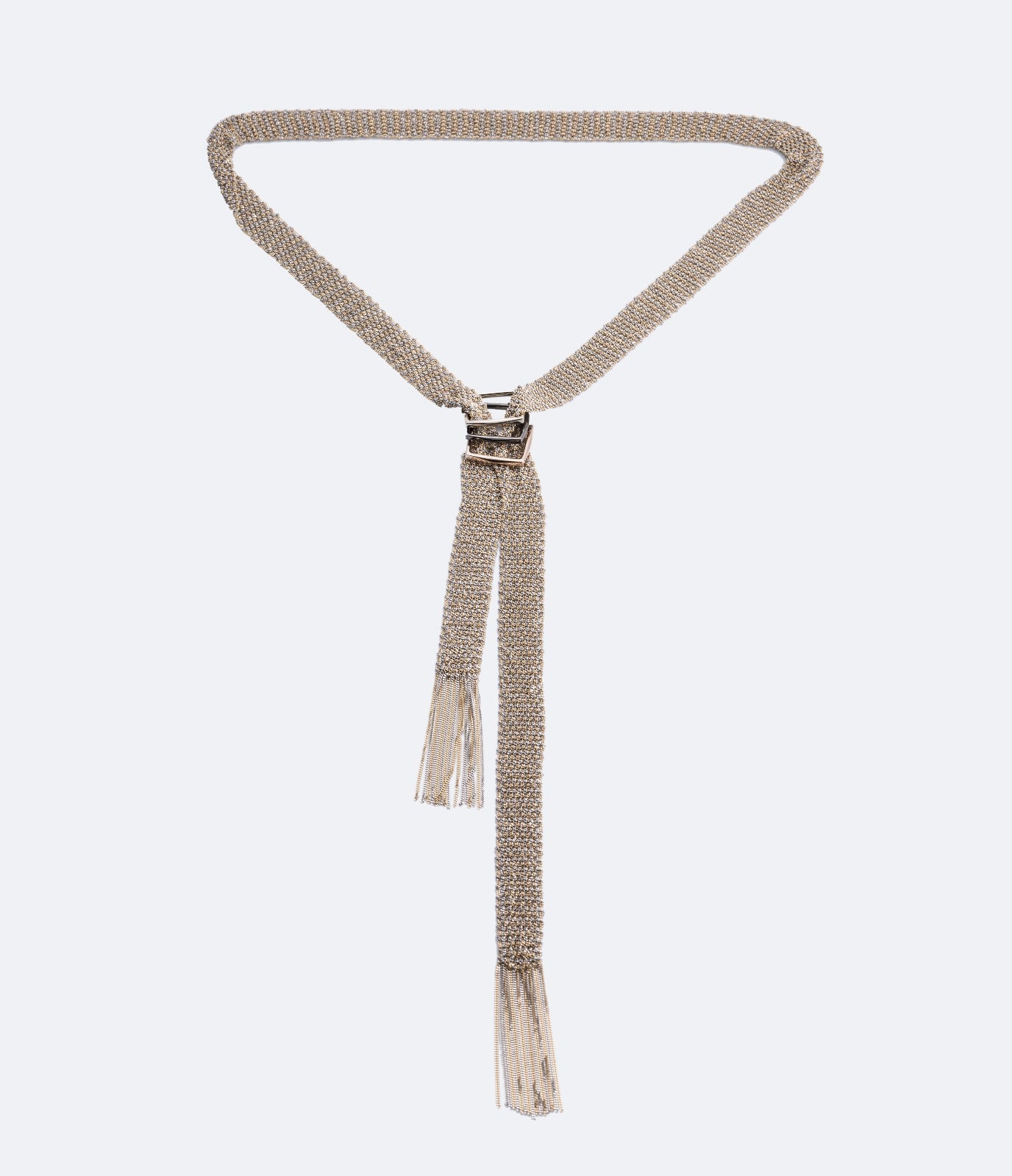 Collana sciarpa ad effetto tessuto in Oro Champagne