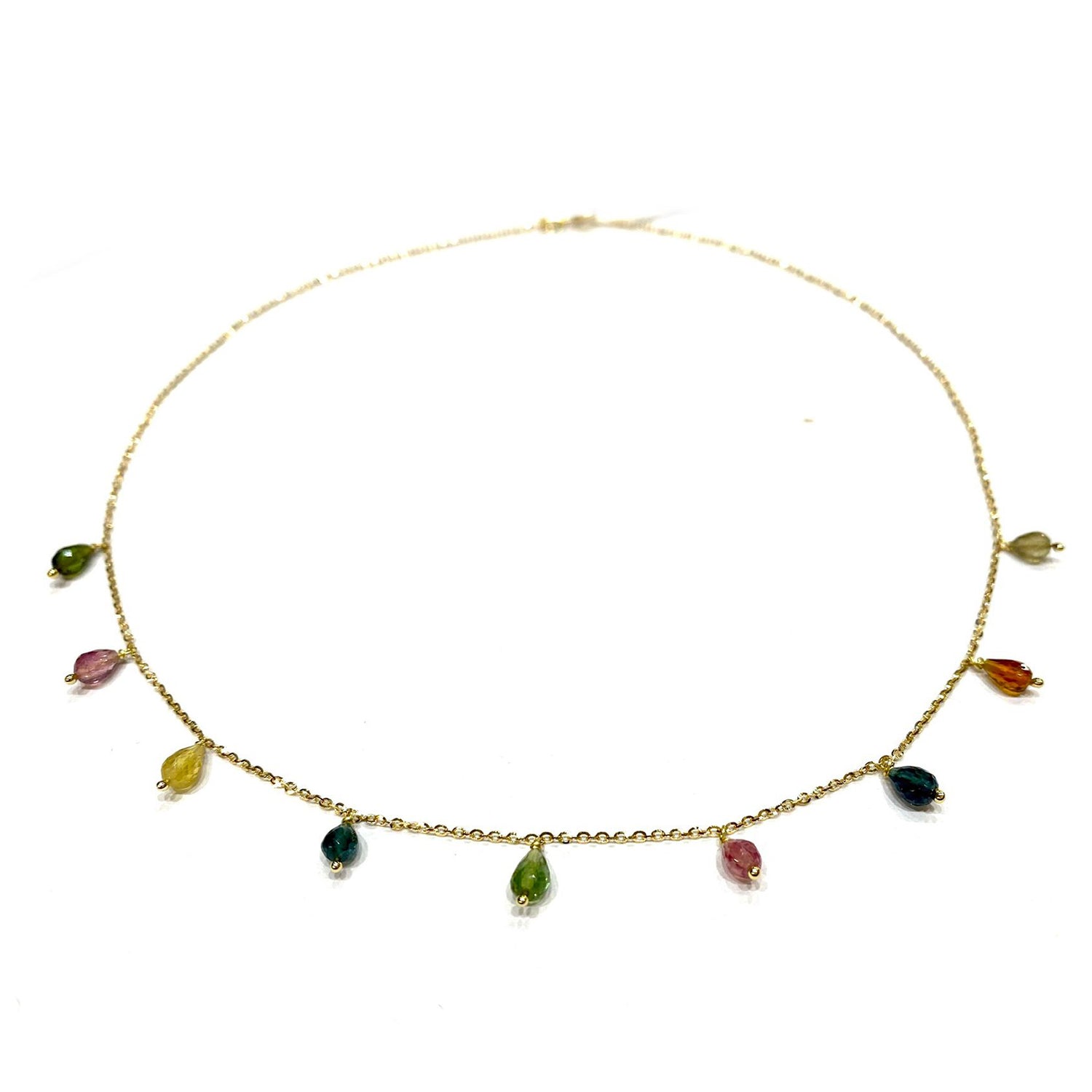 Girocollo Colpo di Fulmine con tormalina verde naturale in Oro Bianco 750