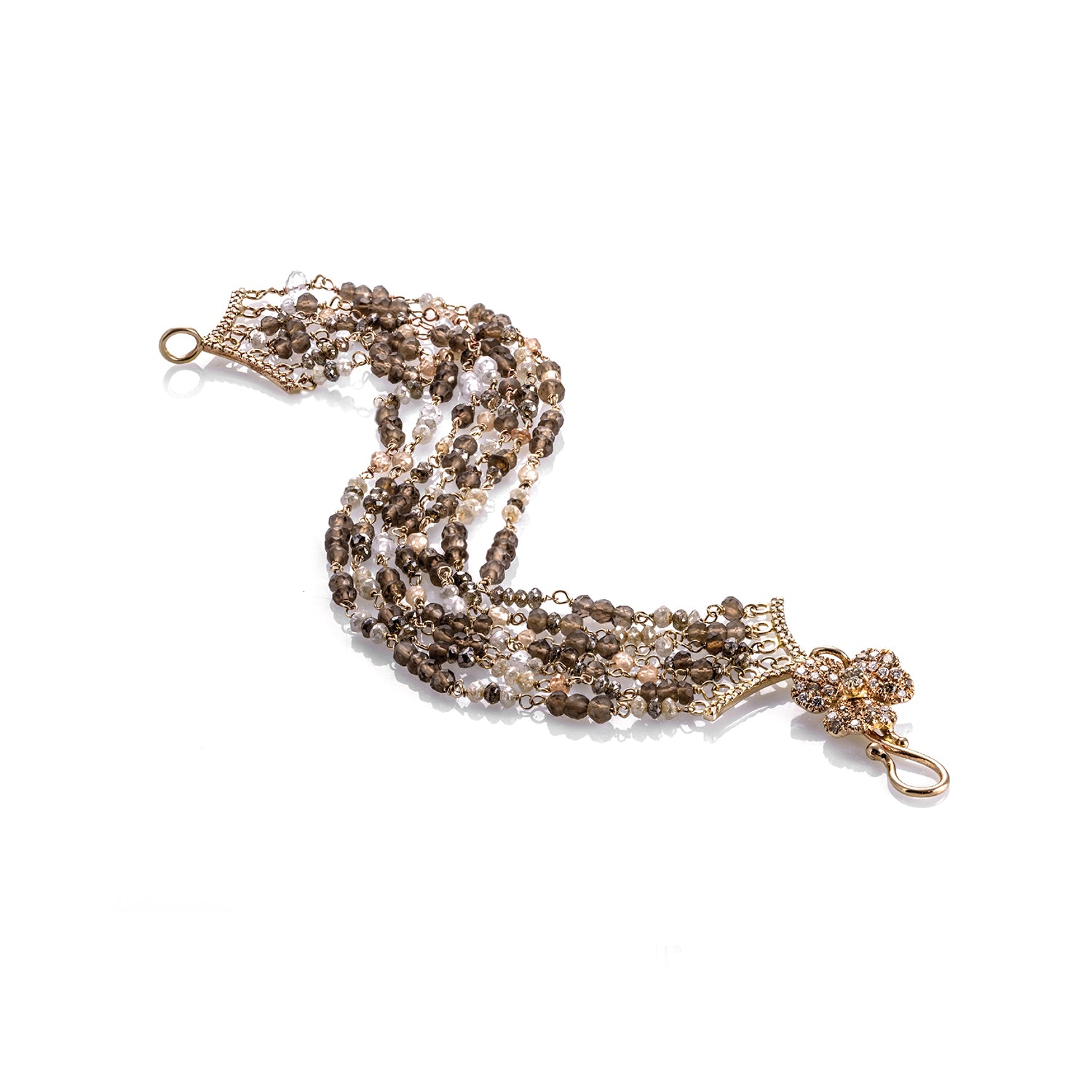 Bracciale di alta gioielleria Eglantine in Oro Champagne 750% con diamanti e diamanti brown e pietre naturali