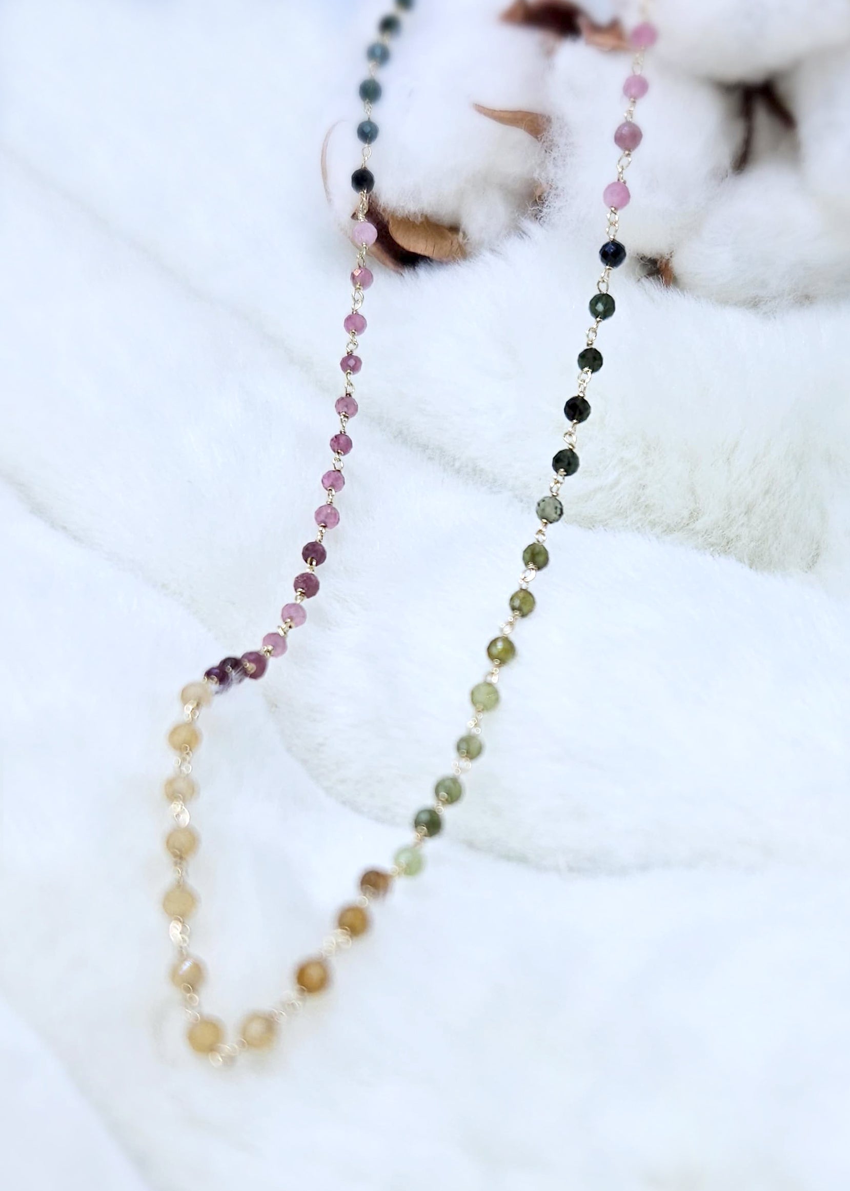 Girocollo in Oro Giallo con tormaline naturali sfumate