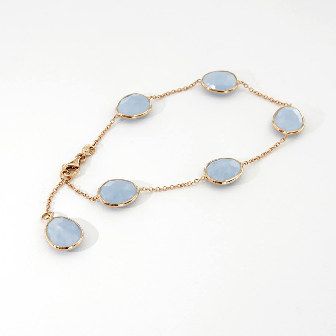 Bracciale in oro rosa con acquamarina milk