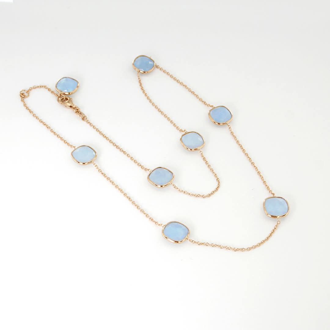 Collana in oro rosa con acquamarina milk