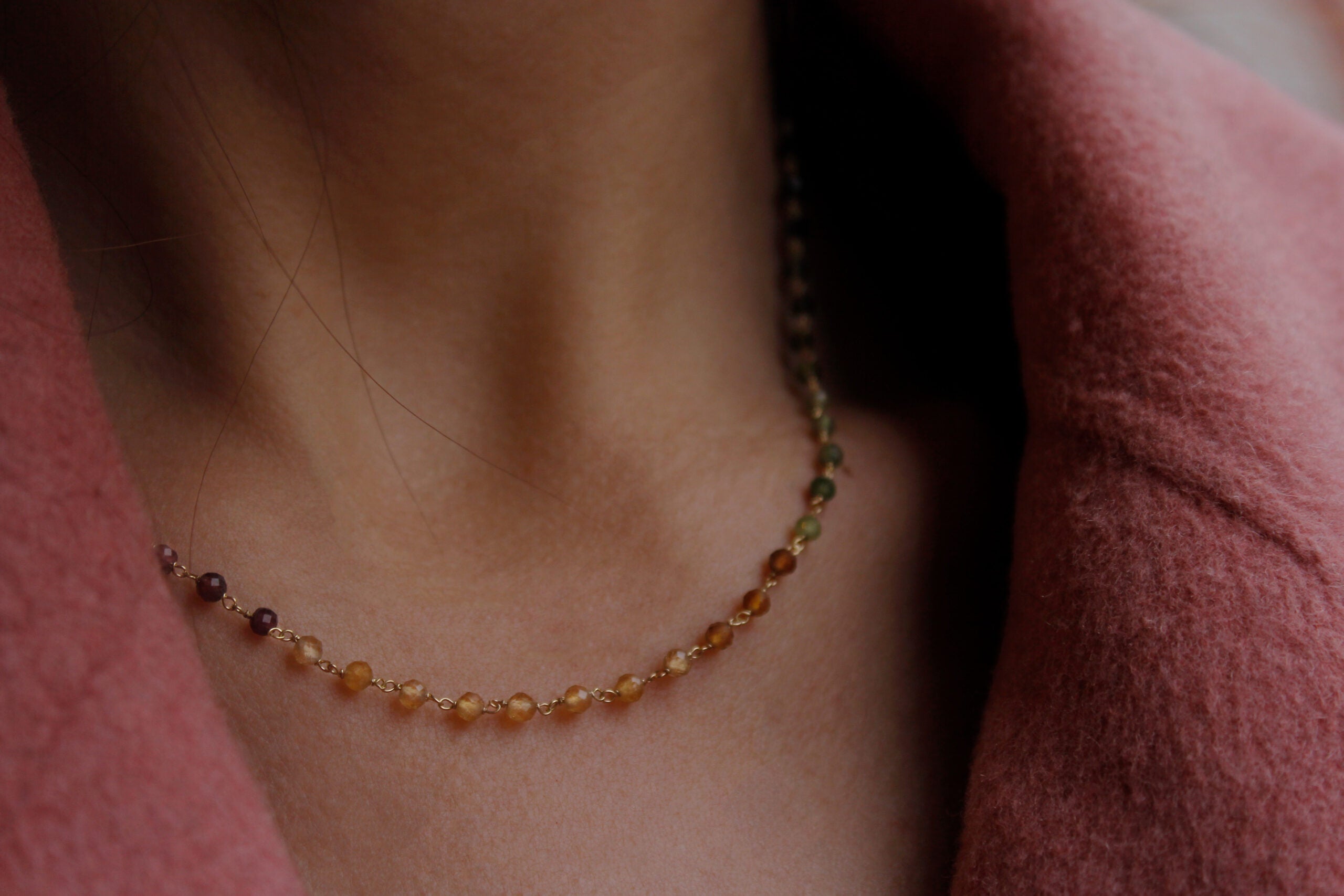 Girocollo in Oro Giallo con tormaline naturali sfumate