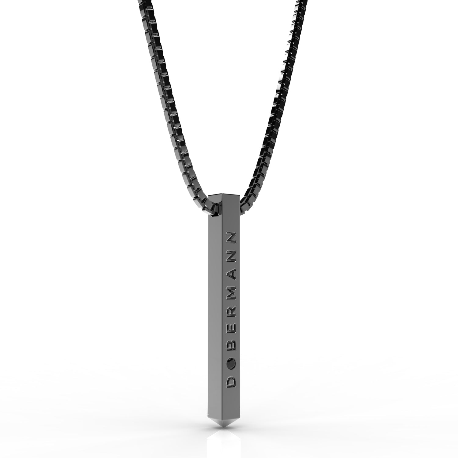 Collana con pendente Dobermann in Argento placcato nero e diamante nero. LIMITED EDITION