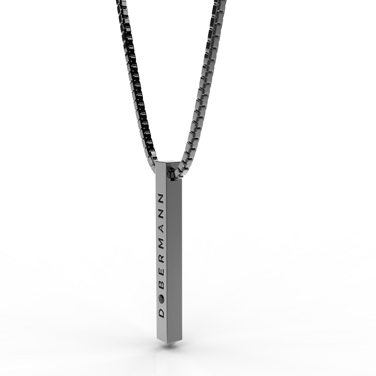 Collana con pendente Dobermann in Argento placcato nero e diamante nero. LIMITED EDITION