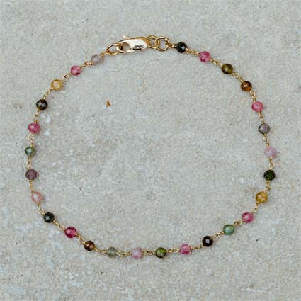 Bracciale Colpo di Fulmine con tormalina multicolor naturale in Oro giallo 750%