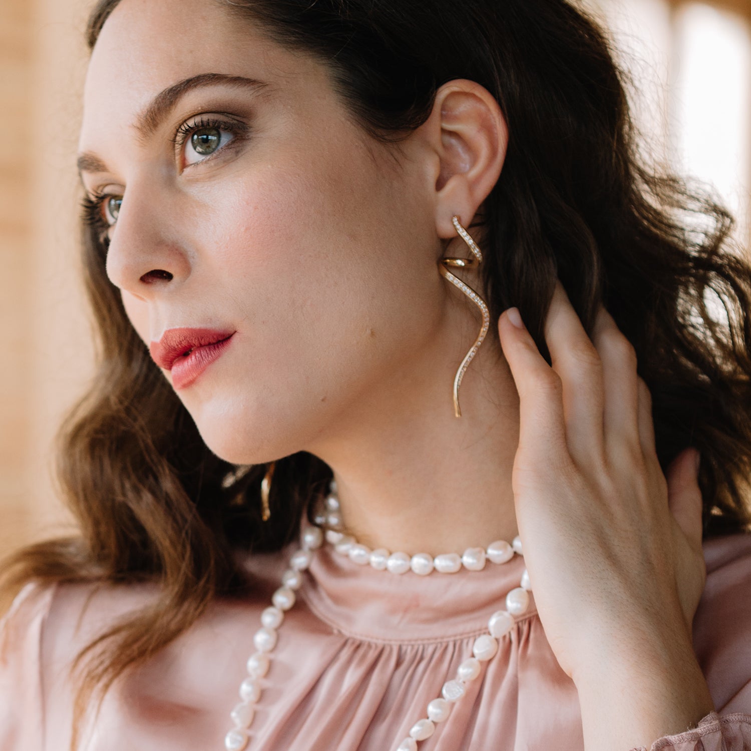 Orecchini LussodiVino in Oro rosa 750 e diamanti