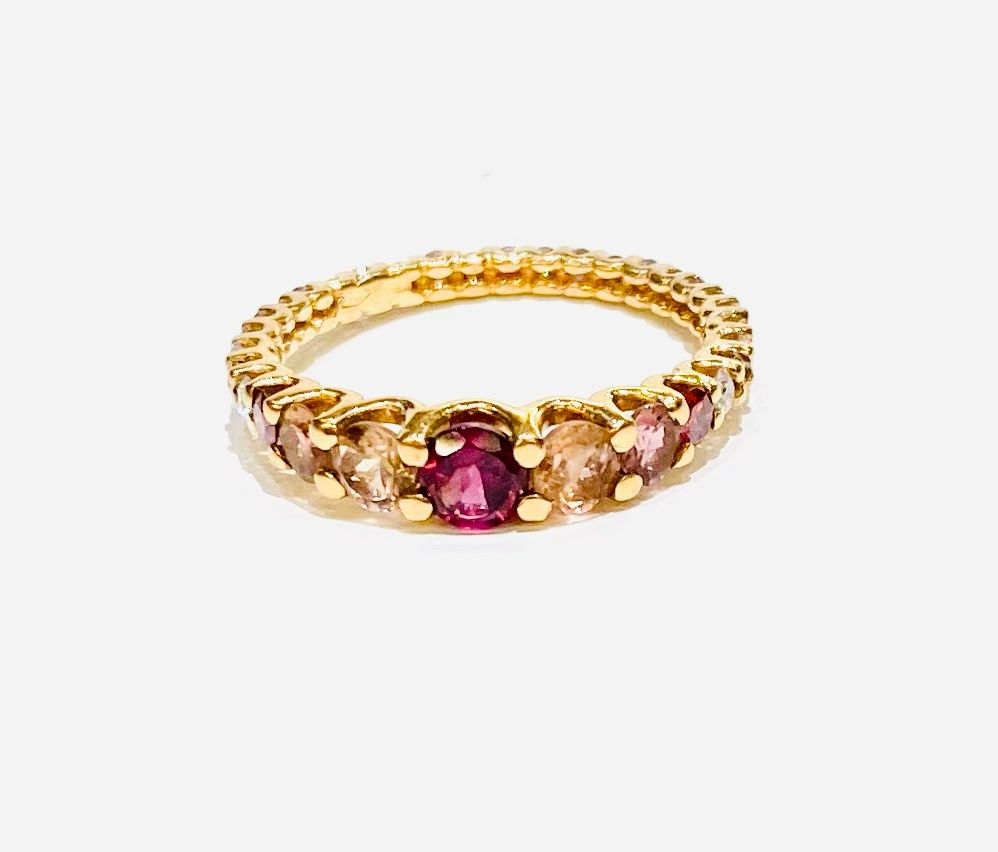 Anello in Oro Rosa con tormaline naturali e diamanti Brown