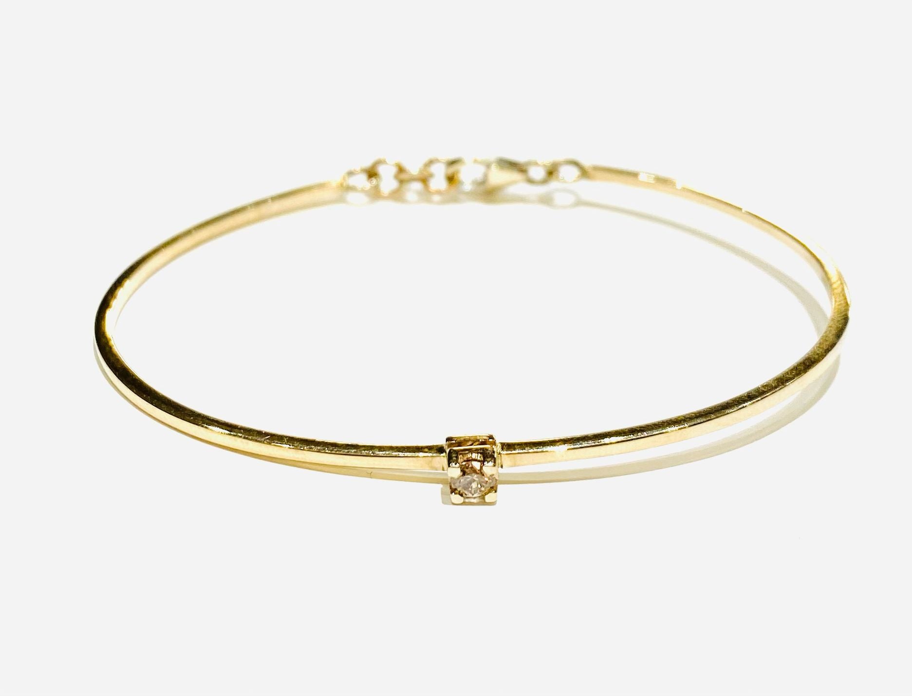 Bracciale rigido in Oro Champagne e Diamante