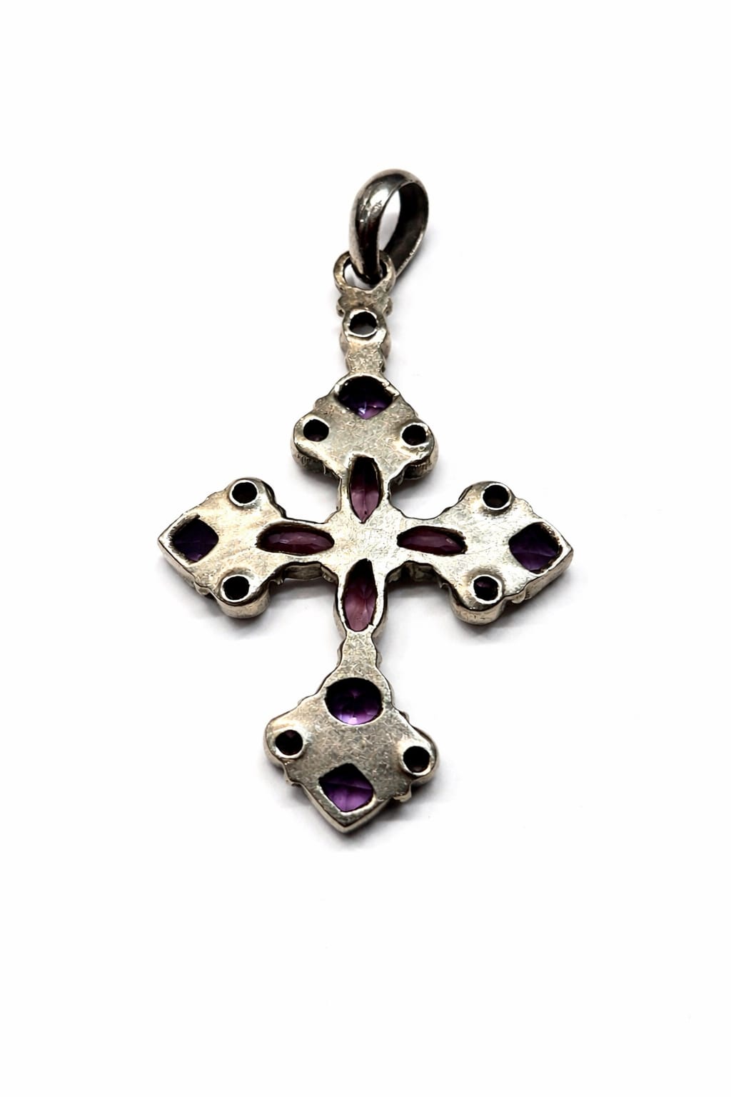 Croce vintage in argento con ametiste