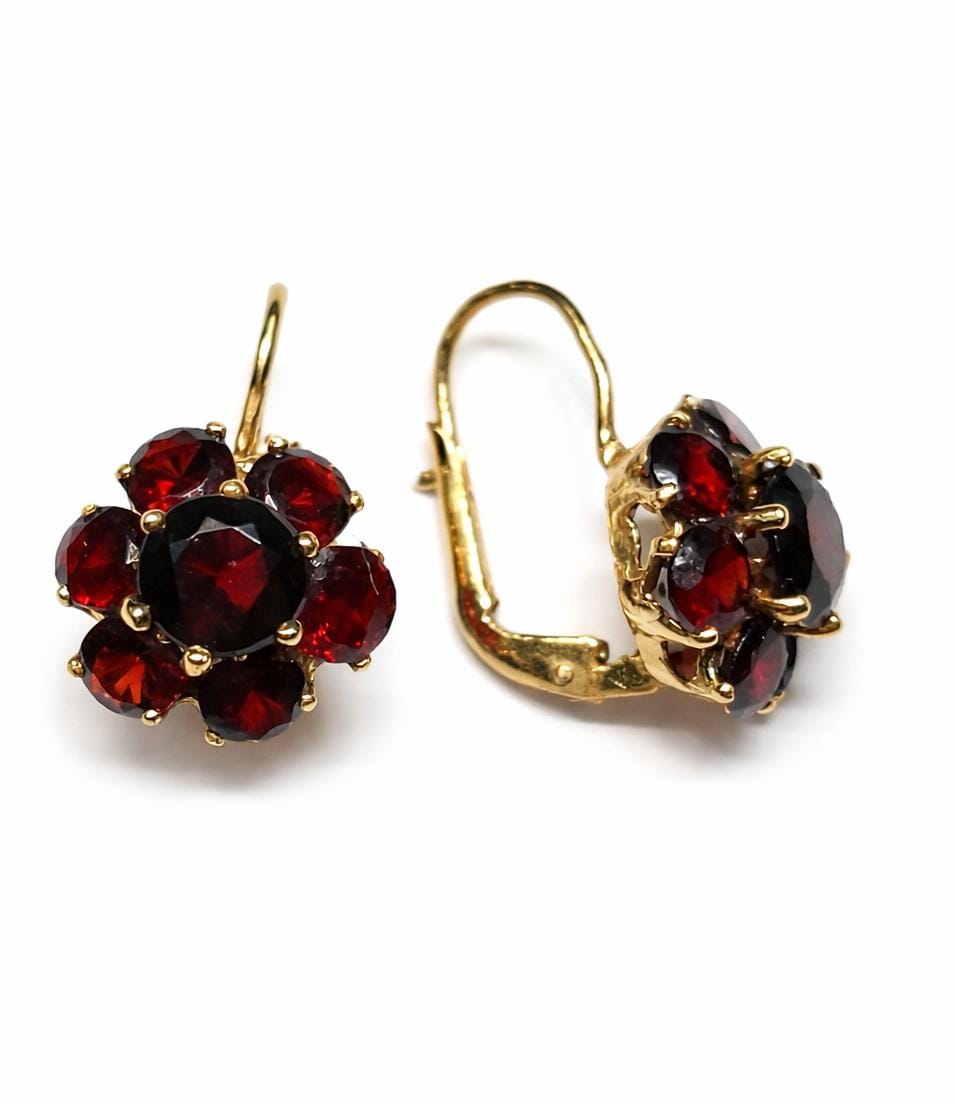 Orecchini vintage in oro con granati