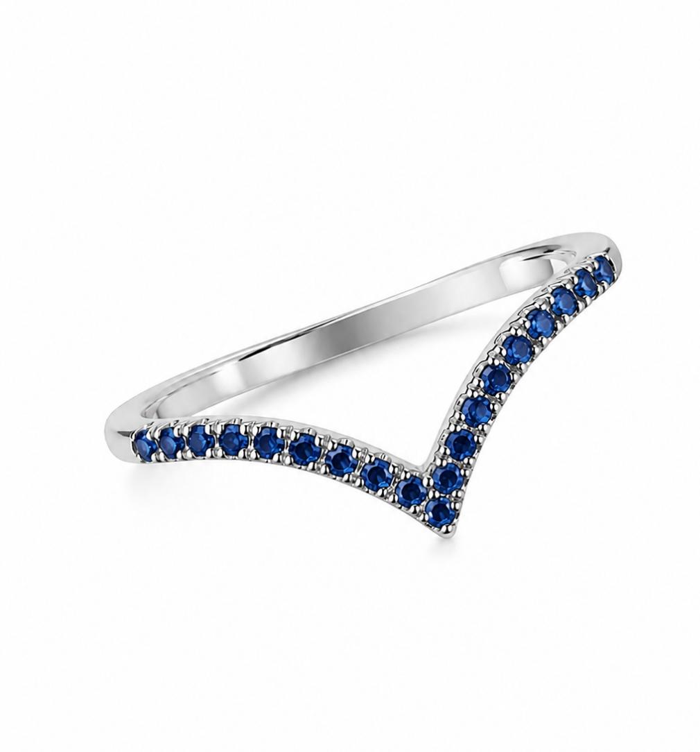 Anello Diadema in oro bianco e zaffiri blu