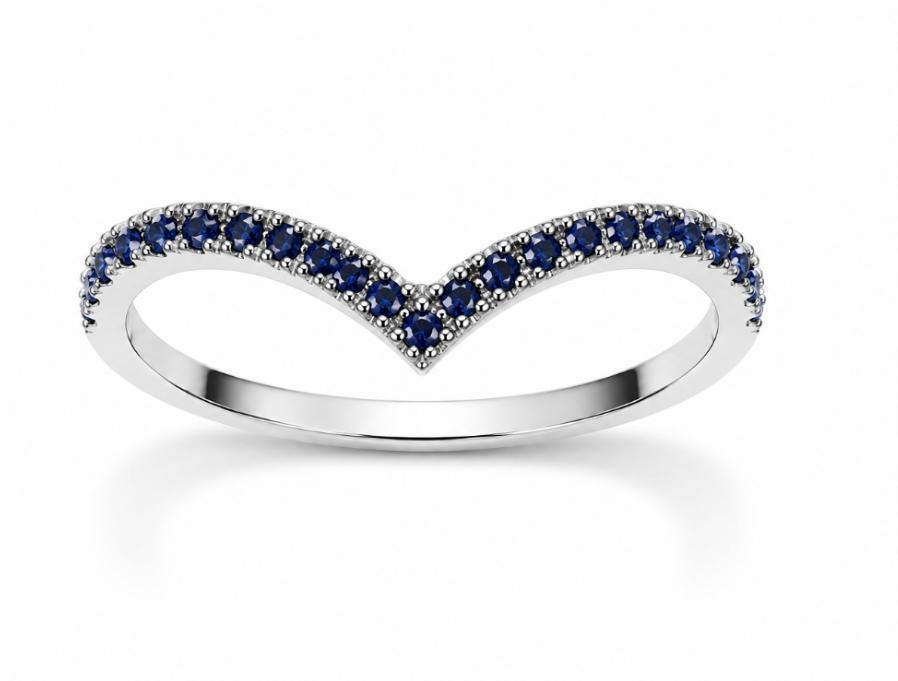 Anello Diadema in oro bianco e zaffiri blu