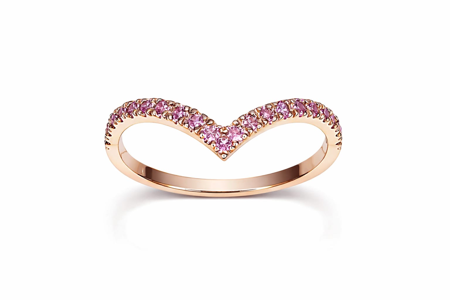 Anello Diadema in oro rosa e zaffiri rosa