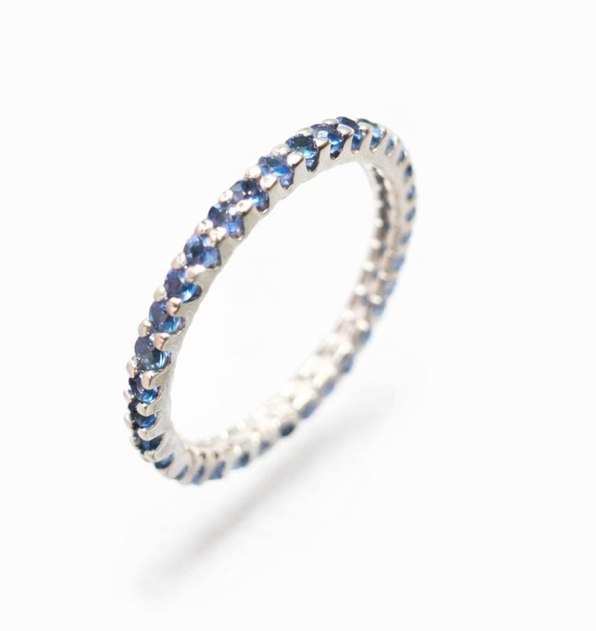 Veretta in Oro Bianco con Zaffiri Blu