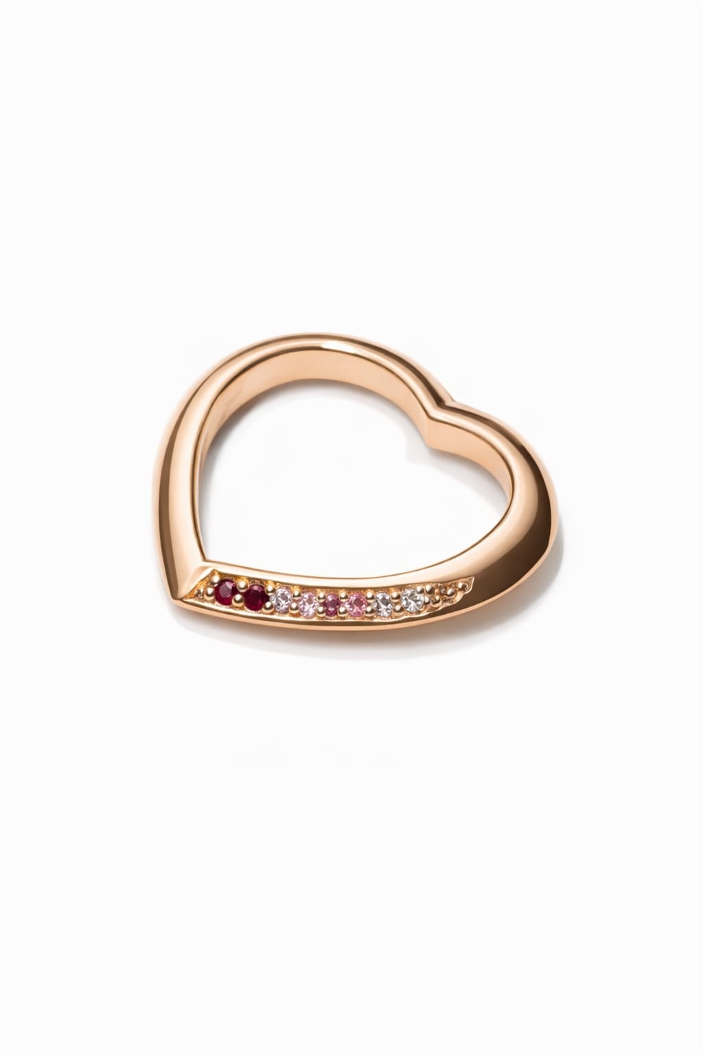 Anello Cuore in Oro rosa con rubini, zaffiri rosa e diamanti bianchi naturali