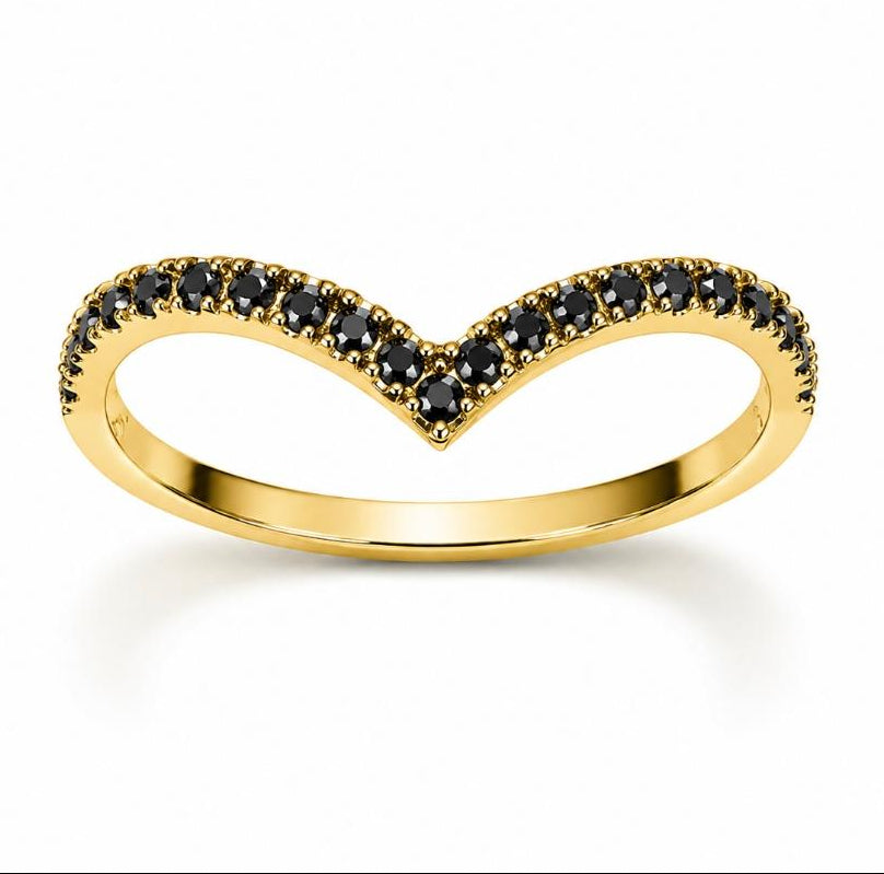 Anello Diadema in oro giallo e diamanti neri