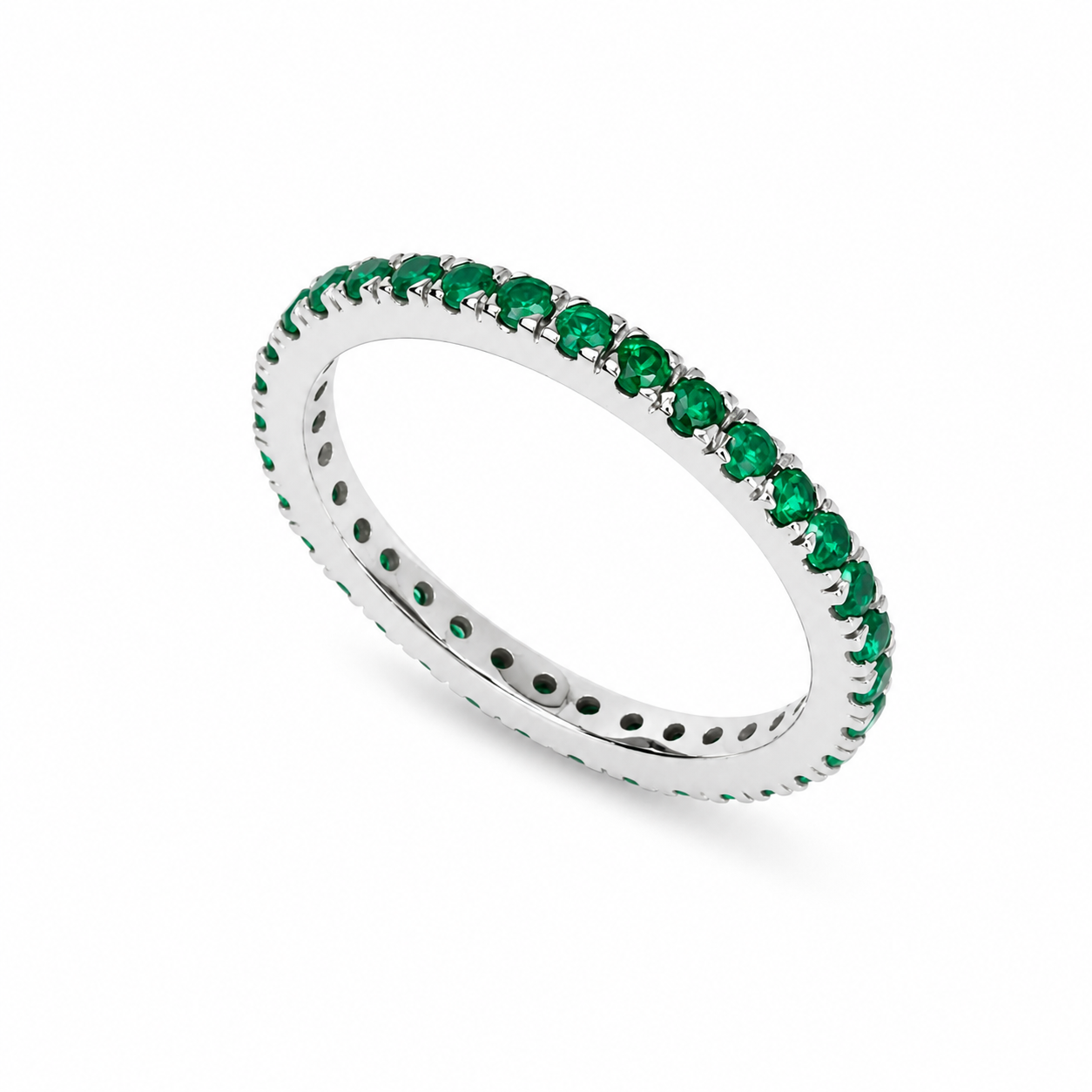 Elegance Veretta Ring in White Gold and Emeralds