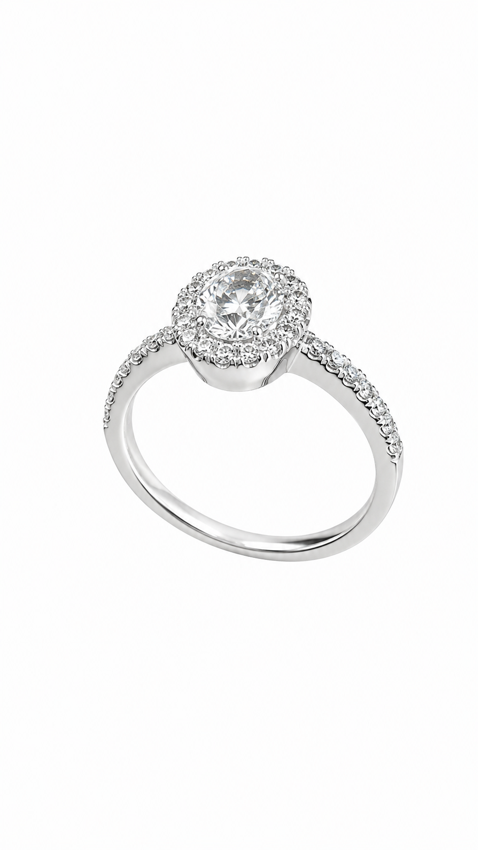 Anello Halo in Oro Bianco 18 kt con Diamanti Naturali