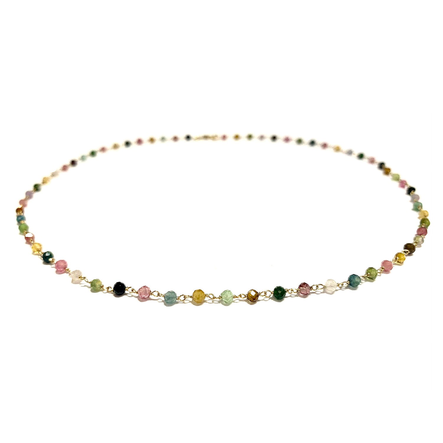 Girocollo Colpo di Fulmine con tormalina multicolor naturale in Oro giallo 750